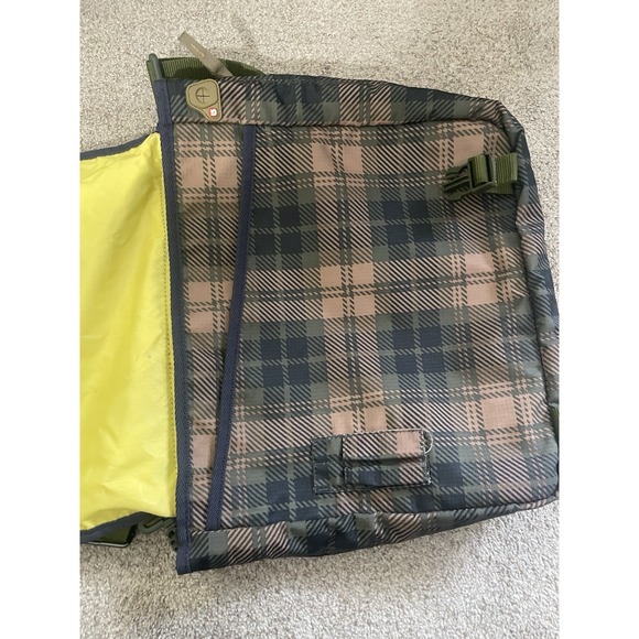 Burton Messenger Bag Laptop Bag Green Plaid Travel - Crossbody Multi Compartment - Picture 10 of 10